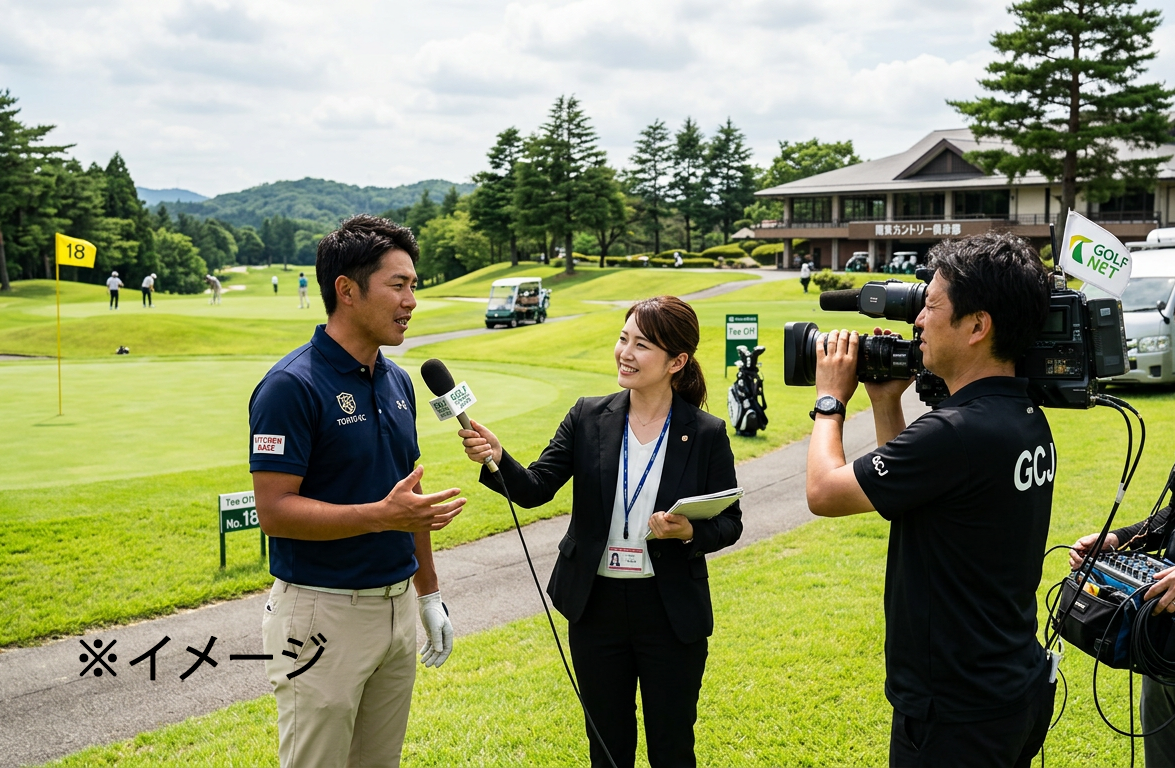 関東近郊のゴルフ場でインタビュー収録時の撮影