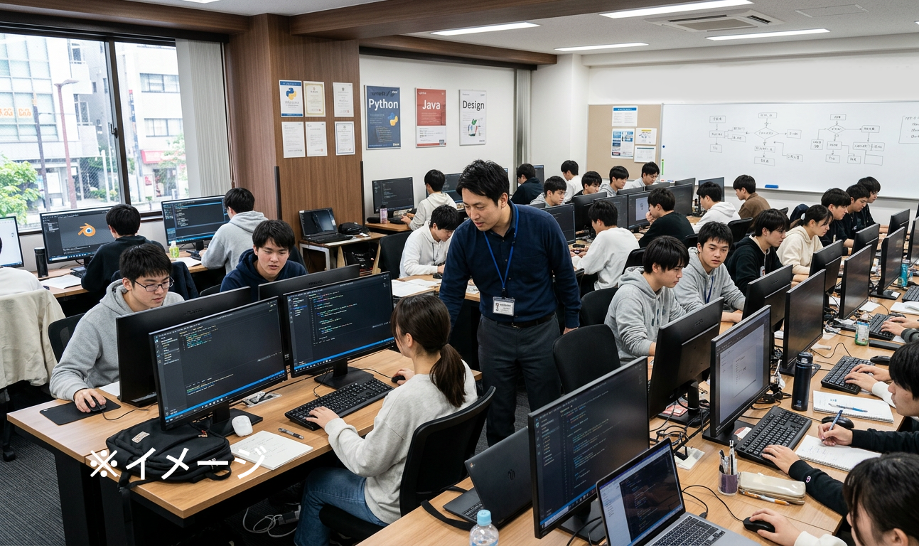 専門学校の授業風景を撮影