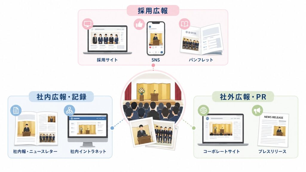 入社式・内定式の写真の活用シーン
