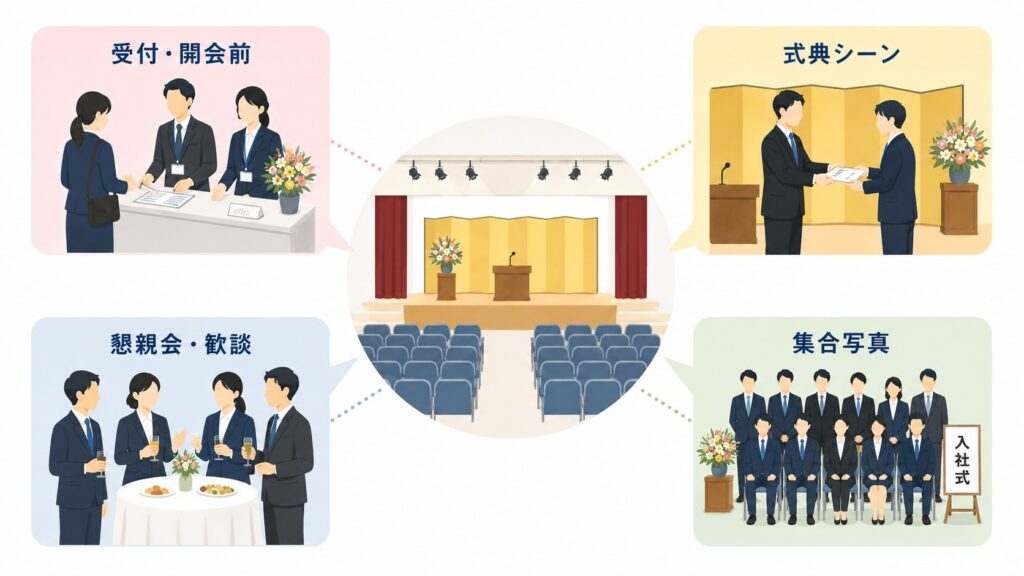入社式・内定式の写真撮影で押さえておきたいカット