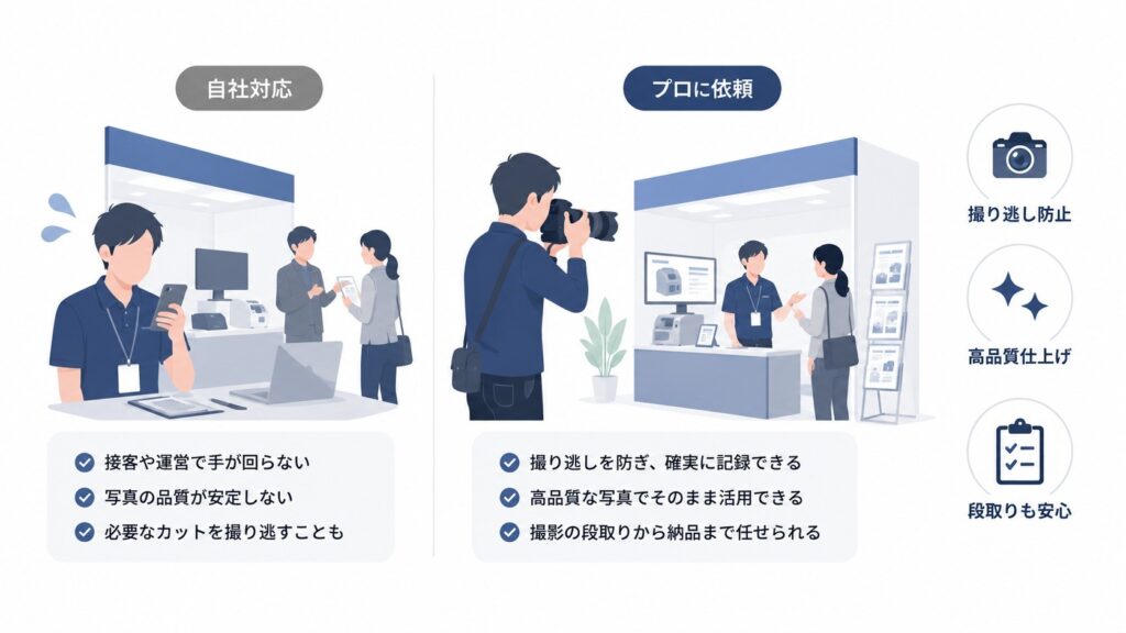 展示会の写真撮影をプロのカメラマンに依頼するメリット